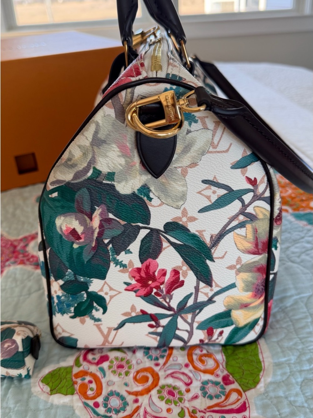 NWT...Louis Vuitton Soft Speedy 30 Eden White with Green and Pink Accents - Picture 14 of 15